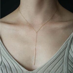 10K Yellow Gold Minimalist Drop Necklace